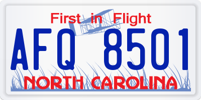 NC license plate AFQ8501