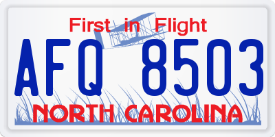 NC license plate AFQ8503
