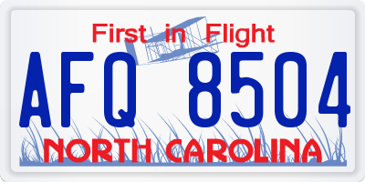 NC license plate AFQ8504