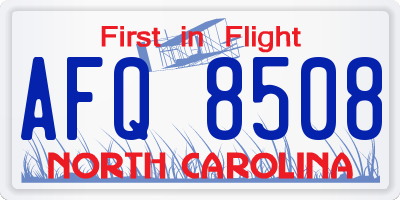 NC license plate AFQ8508