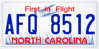NC license plate AFQ8512