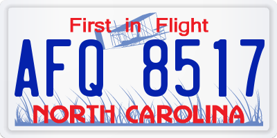 NC license plate AFQ8517