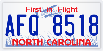NC license plate AFQ8518