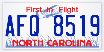 NC license plate AFQ8519
