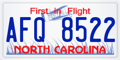 NC license plate AFQ8522