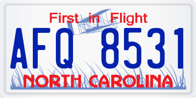 NC license plate AFQ8531
