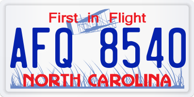 NC license plate AFQ8540