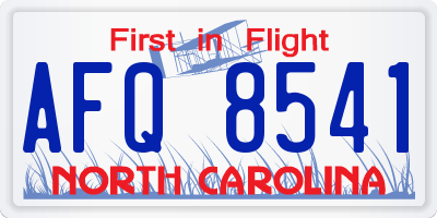 NC license plate AFQ8541
