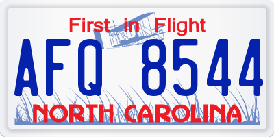 NC license plate AFQ8544