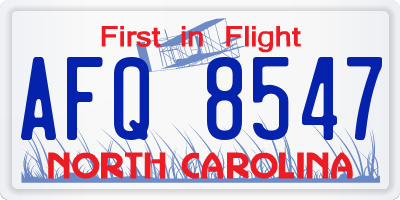 NC license plate AFQ8547