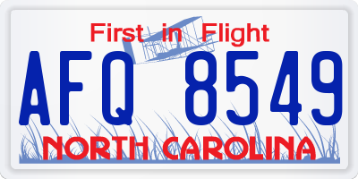 NC license plate AFQ8549