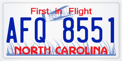 NC license plate AFQ8551