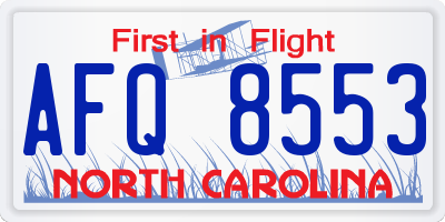 NC license plate AFQ8553