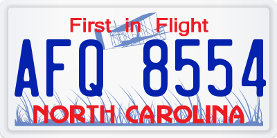 NC license plate AFQ8554