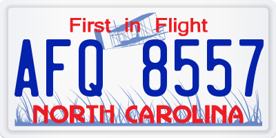 NC license plate AFQ8557