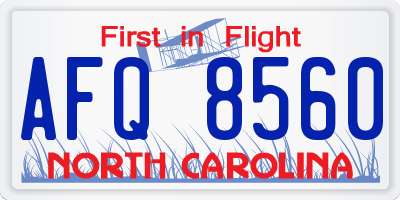 NC license plate AFQ8560