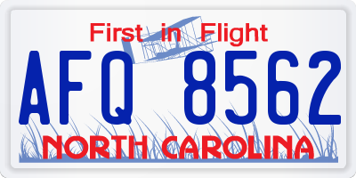 NC license plate AFQ8562