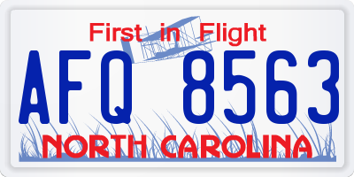 NC license plate AFQ8563