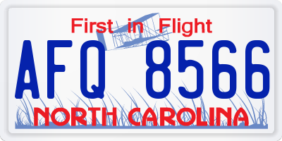 NC license plate AFQ8566