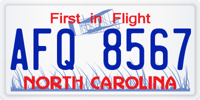 NC license plate AFQ8567