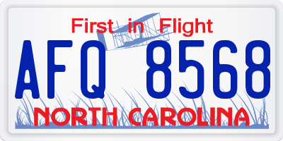 NC license plate AFQ8568