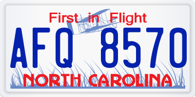 NC license plate AFQ8570