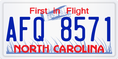 NC license plate AFQ8571
