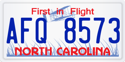 NC license plate AFQ8573