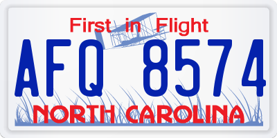 NC license plate AFQ8574