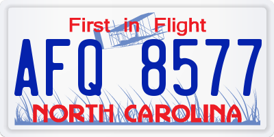 NC license plate AFQ8577