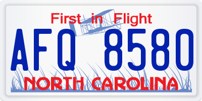 NC license plate AFQ8580