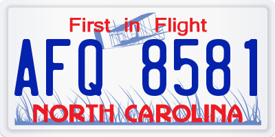 NC license plate AFQ8581