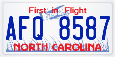 NC license plate AFQ8587