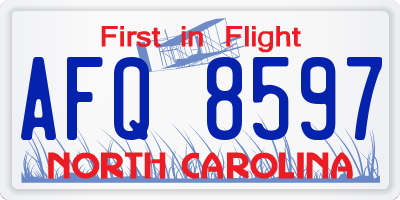 NC license plate AFQ8597