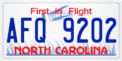 NC license plate AFQ9202
