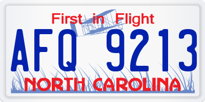 NC license plate AFQ9213