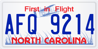 NC license plate AFQ9214