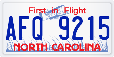 NC license plate AFQ9215