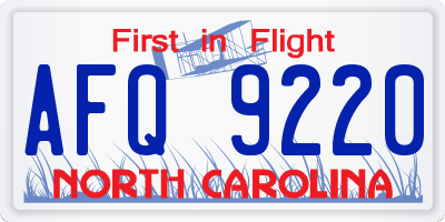 NC license plate AFQ9220