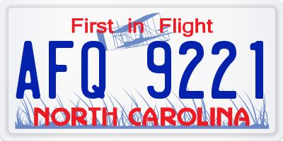 NC license plate AFQ9221