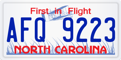 NC license plate AFQ9223