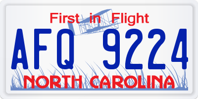 NC license plate AFQ9224