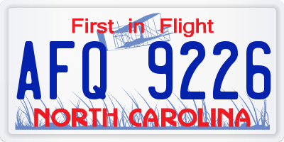 NC license plate AFQ9226