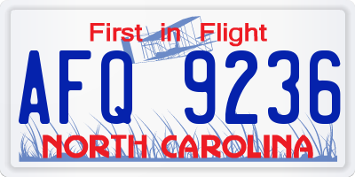 NC license plate AFQ9236
