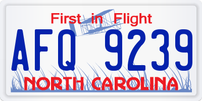 NC license plate AFQ9239