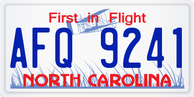 NC license plate AFQ9241