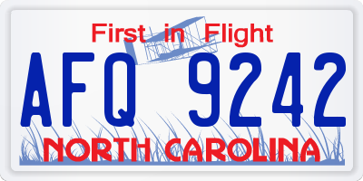 NC license plate AFQ9242