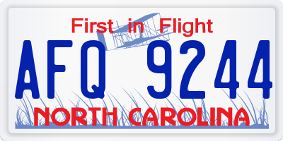 NC license plate AFQ9244