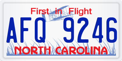 NC license plate AFQ9246