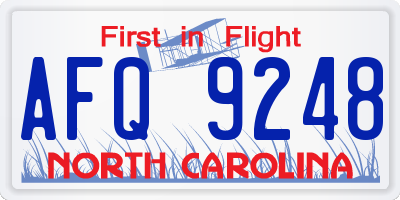 NC license plate AFQ9248